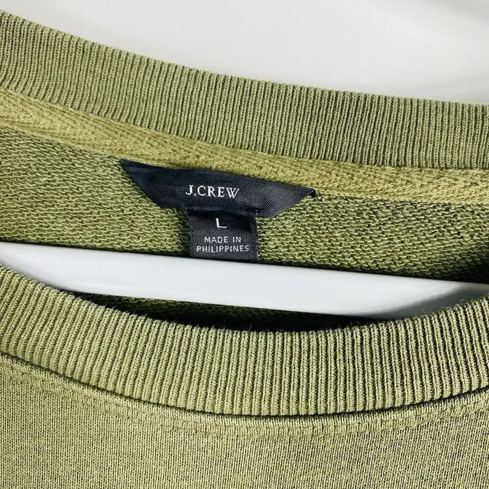 J. Crew Sweatshirt Women's Large Olive Green Joy Original Cotton Terry AU339